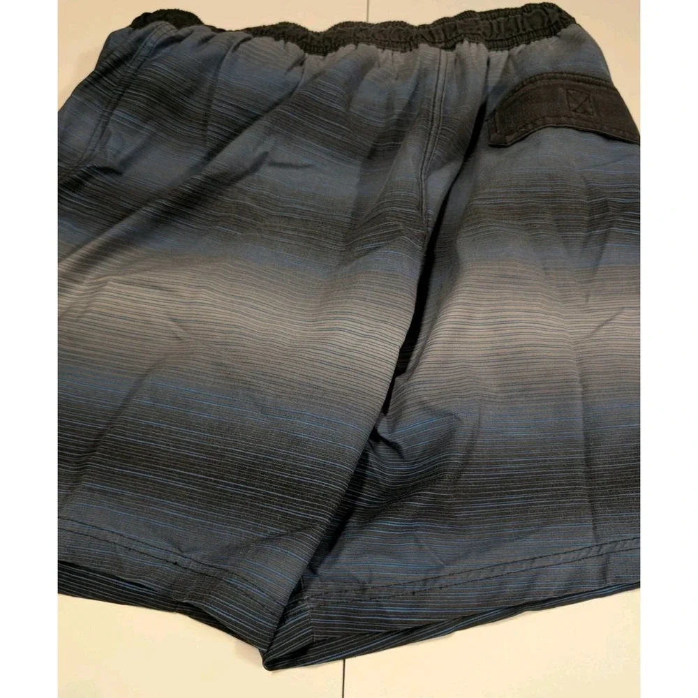 RBX Men's Swim Trunks Size XL Mesh Lined Elastic Waist Drawstring Blue‎ Stripes